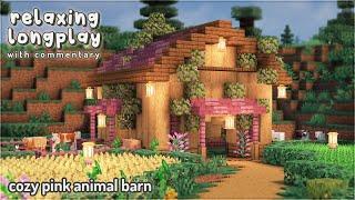 Minecraft Relaxing Longplay With Commentary - Cozy Pink Animal Barn and Farmland 