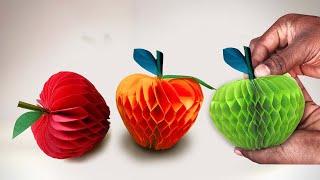 DIY Paper Apple | 3D Paper Apple | Paper Craft For School | Paper Craft | Easy Kids Craft Ideas 