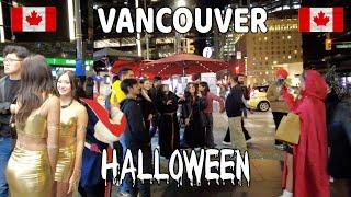  Halloween  Night in Downtown Vancouver BC. Granville Street. Travel Canada.