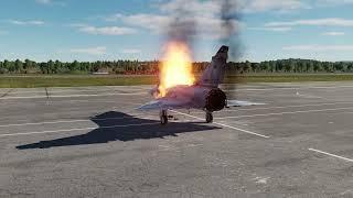 DCS  Mirage 2000  fire in starting engine ejection