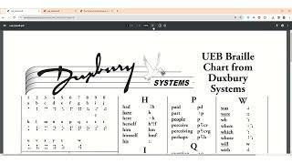 Duxbury Braille Reference Sheet