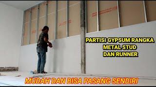 CARA MEMBUAT PARTISI GYPSUM RANGKA METAL STUD DAN RUNNER #plafonpvc #ceiling #plafon #plafonpvc