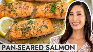 Crispy Pan-Seared Salmon with Lemon Garlic Sauce