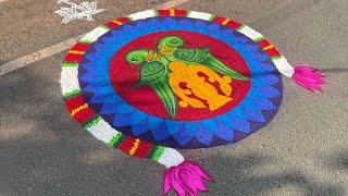 Parrot rangoli idea ️‍margazhi special rangoli#menteemaha