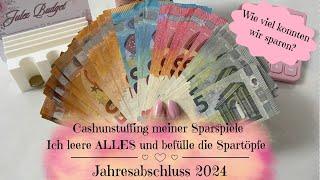 Cashunstuffing meiner Sparspiele | Ich leere ALLES | Jahresabschluss 2024 |  Umschlagmethode