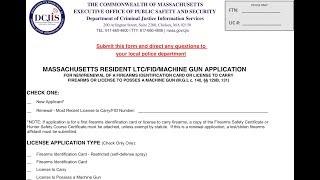 Reviewing MA LTC/FIDC (Gun Permit) Application