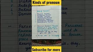 kinds of pronoun / personal pronoun definition with example / English grammar #viralshort #short