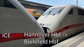 Die Mitfahrt mit dem ICE 848 von Hannover Hbf bis Bielefeld Hbf