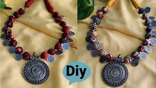 Diy Handmade necklace // Unique Fabric necklace//Creative neckpiece making ideas