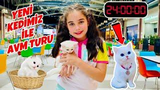 YENİ KEDİMİZ LİNDA İLE 24 SAAT VLOG !! AVM TURU !! LİNDA VE ELİF KOMBİN YAPTI !!