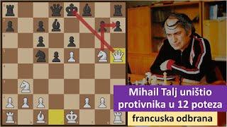 Šah. Mihail Talj je uništio protivnika u 12 poteza - francuska odbrana - Talj vs Vaganjan