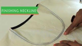 Lesson 5 - How to make a Kurti/kameez or dress / sewing neckline with bias strip