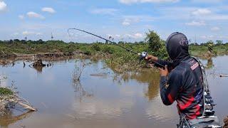 menyusuri sungai untuk mencari Spot Casting Ikan Gabus