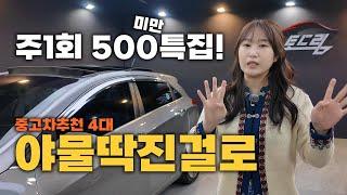 중고차에서 제일 많이 팔리는 금액대는? 바로 500미만입니다! 오늘 4대 추천!