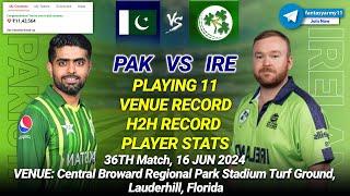 PAK vs IRE Dream11 Prediction | PAK vs IRE Dream11 | Pakistan vs Ireland 36TH T20 World Cup 2024