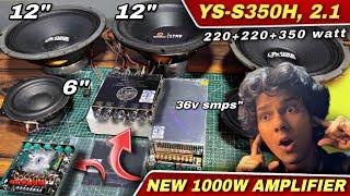 how to build 2.1, 1000 watt ( 220w+220w+350w ) heavy duty music system  for home, car, tractor |