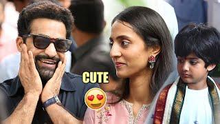 Jr NTR Cute Moments with his Wife Lakshmi Pranathi & Abhay Ram, Bhargav Ram | #NTRNeel Movie Opening