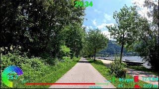 Sunshine Indoor Cycling Workout Kaprun to Zell am See Austria Alps Telemetry 4K Video