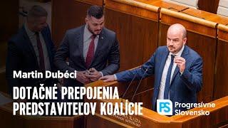 Martin Dubéci o dotačných prepojeniach predstaviteľov vládnej koalície