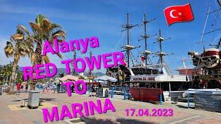  TURKEY ALANYA 4K Walk from the RED TOWER to Marina 17.04.2023 4K 60fps HDR no commentary