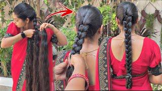 Tight folded braid// shiny silky long hair 