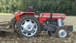 MASSEY FERGUSON 165 AND 135 TRACTORS CULTIVATING