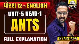 Std 12 English Unit 5 Read 1 Ants Part 1 | Dhoran 12 English Explaination | Vidyakul Gujarati