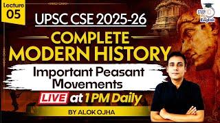 Complete Modern History | Important Peasant Movements | Lec 05 | UPSC CSE 2025 | StudyIQ