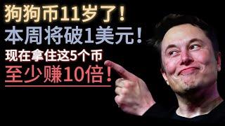 狗狗币11岁了，本周将破1美元！现在拿住这5个币，至少赚10倍！