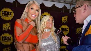 Spaniards Bridgett B and Rebecca L on the Xbiz Awards Red Carpet in Hollywood, CA