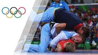 Norwegian wrestler celebrates his bronze