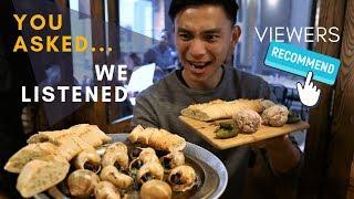 Trying places our viewers recommended! Snails, intestines, pies, donuts and Persian food
