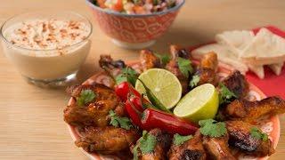 Aafiyah Halal Recipes: Hot Chicken Wings with Baladi Salad & Hummus