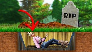 Can my sim survive trapped in a coffin?