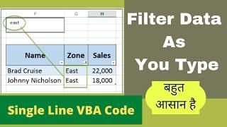 Dynamic Filter in Excel Filter as You Type With VBA