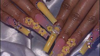 Yellow summer nails  | acrylic nail tutorial for beginners