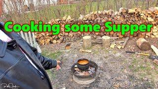 Cooking some Supper on the Fire Trucker Rudi 04-27-19 Vlog#1756