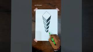 DIY 3D Drawing on paper : tutorial  #art #3dillusiondrawing #drawing