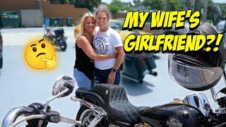 This biker girl wants to steal my wife...