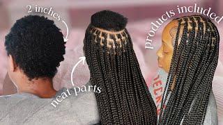 What you need to know doing  knotless braids on short hair - TWA 2 inch hair