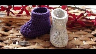 How to Crochet Newborn Booties 1st Round - Crochet Baby Booties