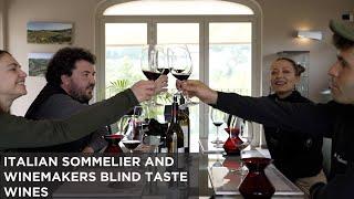 Italian Sommelier and Winemakers blind taste wines in La Morra