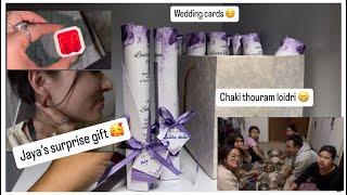 Jaya’s surprise gift  ️, wedding card je fajabra mayam , chak mathang2 koubada kg 5 hengatle 🫣.