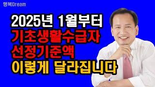 2025년 1월부터 기초생활수급자 선정기준, 이렇게 달라집니다 / 2025년도 기초생활수급자 각 급여별 선정기준액, 역대 사상 최대로 인상 확정!!!