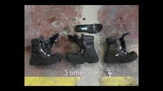 Heckel MACRANGER - Safety Footwear - Immersion test in hot aluminium (780°C)