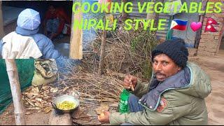 FILIPINA in NEPAL LIFE in the village | uncle cooking vegetables nepali style |this is the life here