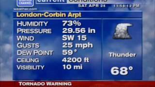 London-Corbin Kentucky Tornado Warning - April 24, 2010 Tornado Outbreak