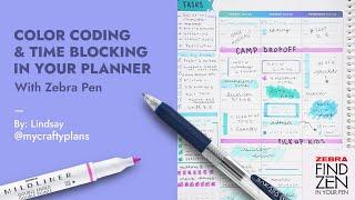 Plan With Zebra Pen and @mycraftyplans | Color Coding and Time Blocking