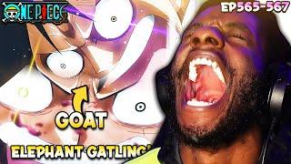 LUFFY'S DESPERATE ELEPHANT GATLING GUN!  THIS IS MY GOAT!! | One Piece EP's 565-567 RAW Reaction!