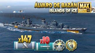 Rare premium destroyer "Álvaro de Bazán" on map Islands of Ice - World of Warships